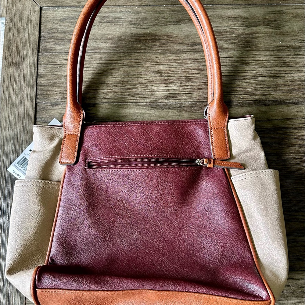 Rossetti leather shoulder purse. Maroon/Cream/Brown NWT. - Picture 2 of 5